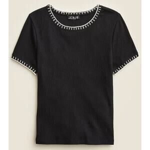 J.Crew | NWT Vintage rib shrunken T-shirt with contrast stitch in Black | Sz L